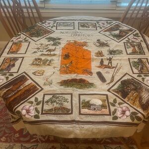 Vintage Northern Territory of Australia Linen Souvenir Tablecloth by Heil VGUC